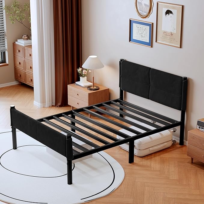 Metal Bed Frame,14Inch Twin Size Bed Frame with Storage Space,Heavy Duty Sturdy Mattress Foundation,Easy Assembly,No Box Spring Needed,Twin