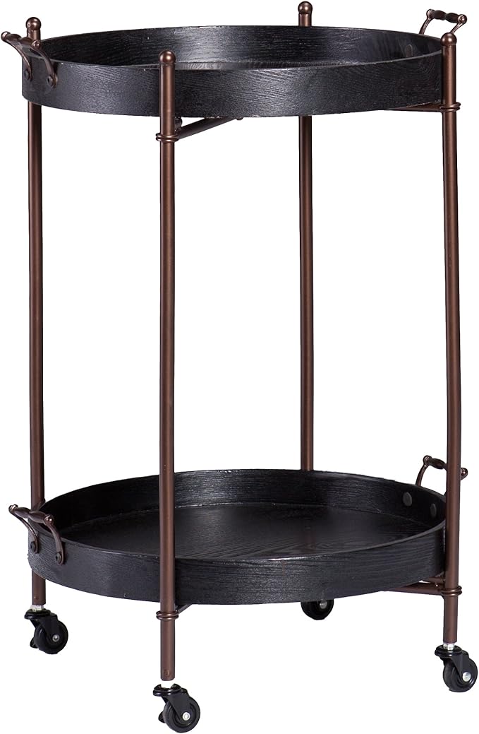 SEI Furniture Alfred Two-Tier Round Butler Table, Black