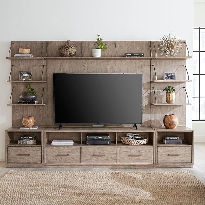Liberty Furniture City Scape Entertainment Center with Piers - Burnished Beige