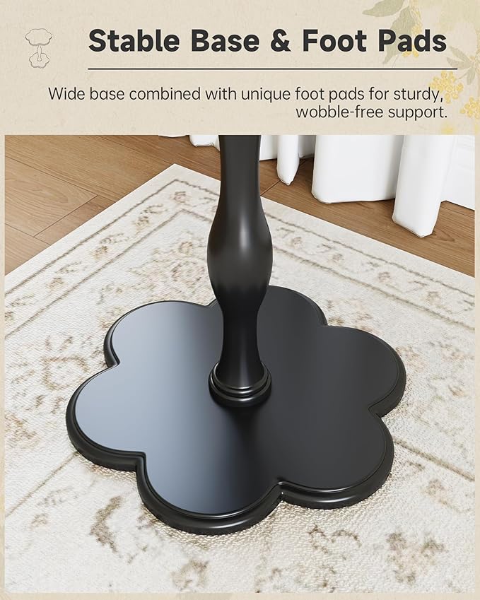 Accent Solid Wood End Table for Living Room, Small Bedside Tables Nightstand for Bedroom, Unique Pedestal Side Table, Round Wooden Tables for Drinks, Plants & Home Decor (Black)