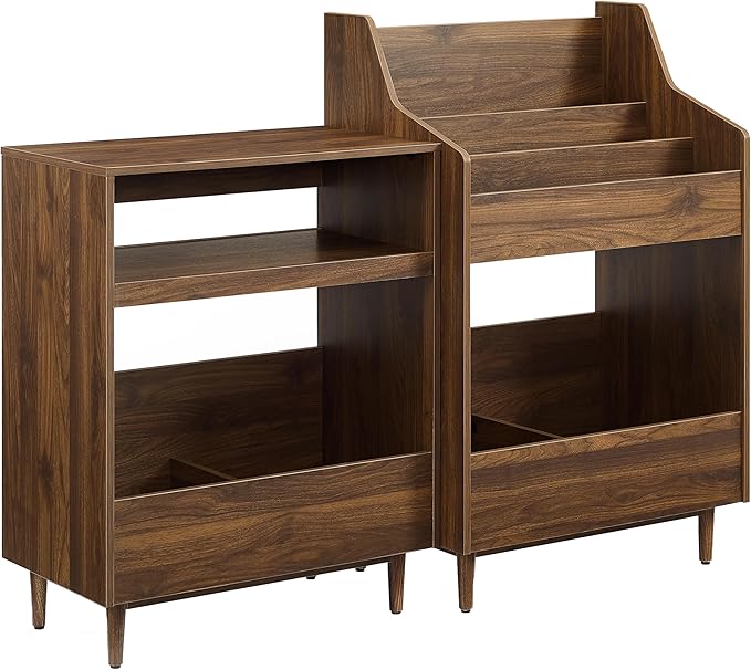 Crosley Furniture Liam 2-Piece Turntable Record Player Stand and Vinyl Storage, Mid Century Modern, Walnut