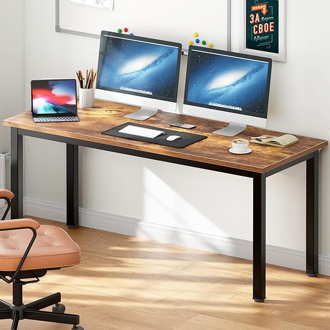 DlandHome Computer Desk Home Office Table Writing Desk Study Table Gaming Desk Worstation (63 inch, Retro)