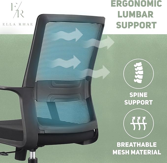 Black Mesh Office Chair - Ergonomic Computer Chair and Desk Chair for Home or Office
