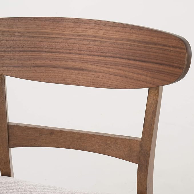 Christopher Knight Home Idalia Curved Leg Rectangular Dining Set, 5-Pcs Set, Natural Walnut / Light Beige