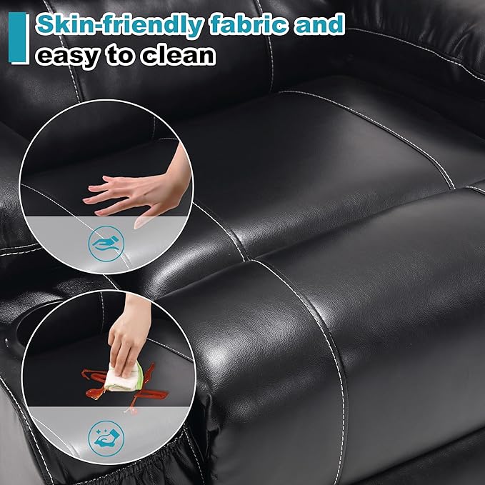 Recliner Chair Power Lift Massage Chair Full Body 21" Large Size Electric Recliner with 8 Point Vibration Massage and Lumber Heat, Remote Control, Side Pockets and Cup Holders, Black