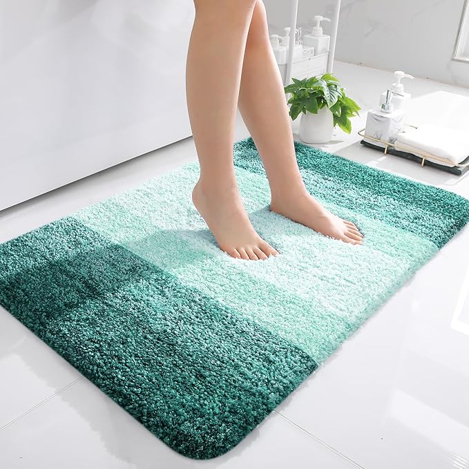 OLANLY Bathroom Rugs Mat 36x24, Extra Soft Absorbent Microfiber Bath Rugs, Rubber Backing, Quick Dry, Washable Bath Mats for Bathroom Floor, Tub and Shower, Home Decor Accessories, Blackish Green