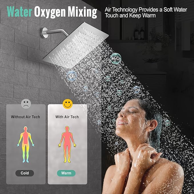 SR SUN RISE Shower System - Shower Faucet Set with 8 Inch Rain Shower Head and Handheld Shower - High Pressure Rain Shower System - All Metal Shower Faucet Trim Repair Kits - Polished Chrome