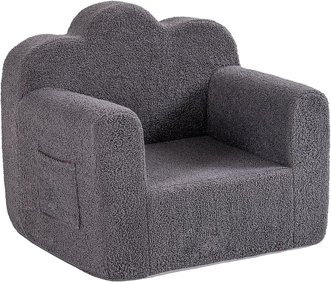 Tiita Kids Couch Plush Toddler Chair, Cloud-Like Glow in The Dark Kids Sofa Toddler Reading Chair with Washable Cover Carrying Handle, Convertible Children Sofa Chair for Girls and Boys