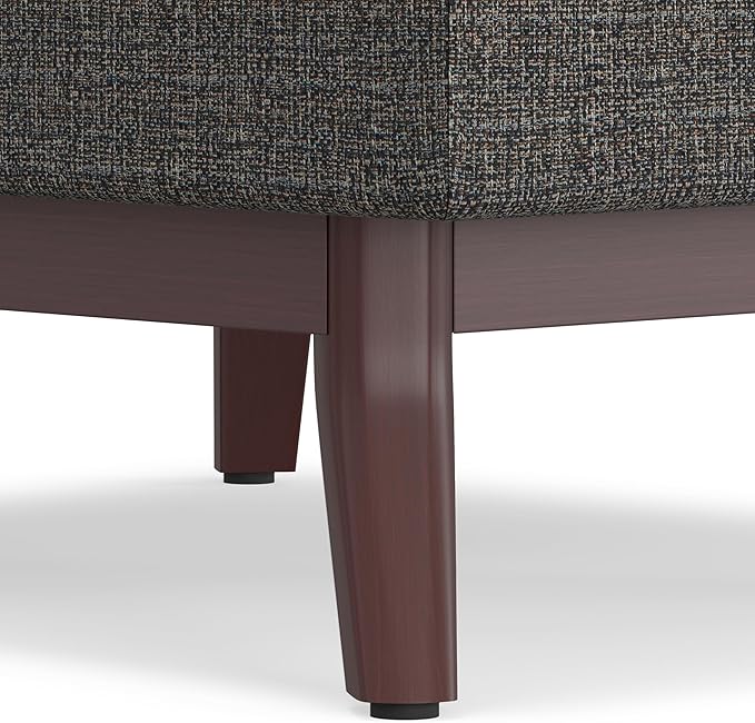 SIMPLIHOME Owen 34 inch Wide Mid Century Modern Rectangle Coffee Table Storage Ottoman in Ebony Tweed Look Fabric, Assembled, for the Living Room, Entryway and Family Room