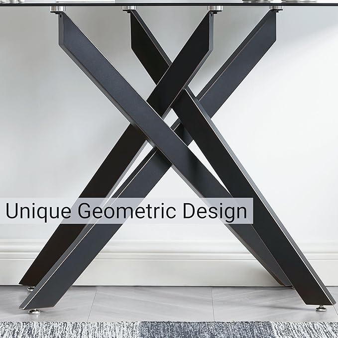 Modern Style Console Table Narrow Sofa Table with Grey Tempered Glass Top and Black Metal Tubular Legs with Gold Rim, 45”Lx18”Wx30”H