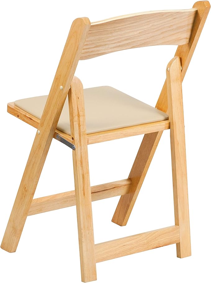 Flash Furniture 2 Pack HERCULES Series Natural Wood Folding Chair with Vinyl Padded Seat