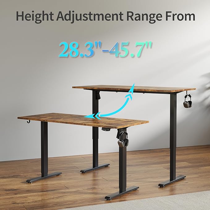 Agilestic Electric Standing Desk 40 x 24 Inches, Height Adjustable Desk, Sit Stand up for Work Office Home, Ergonomic Rising Computer Table with Memory Preset, Rustic Brown