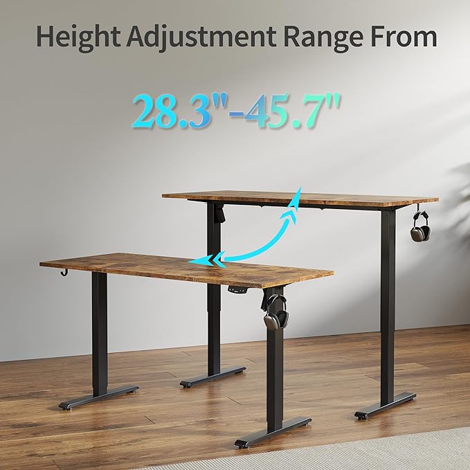 Agilestic Electric Standing Desk, Large 63 x 24 Inches Height Adjustable Desk, Sit Stand up for Work Office Home, Ergonomic Rising Computer Table with Memory Preset, Rustic Brown
