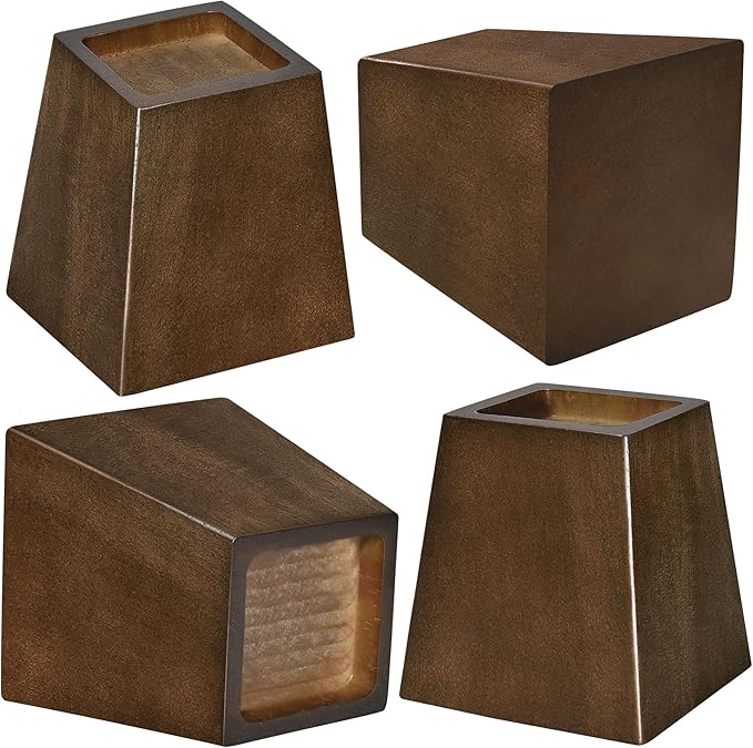 Sopicoz Wooden Furniture Risers Tapered Bed Risers (Brown 4pcs, 4 inch Pyramid)