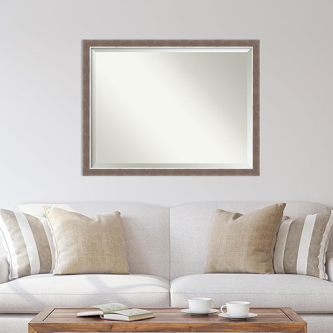 Amanti Art Brown Wall Mirror 34x44 Noble Mocha Rectangle Bathroom Mirror for Wall Decor Living Room, X-Large Casual Frame, Hangs Horizonally and Vertically, Bathroom Decor, Beveled Edge from WI, USA
