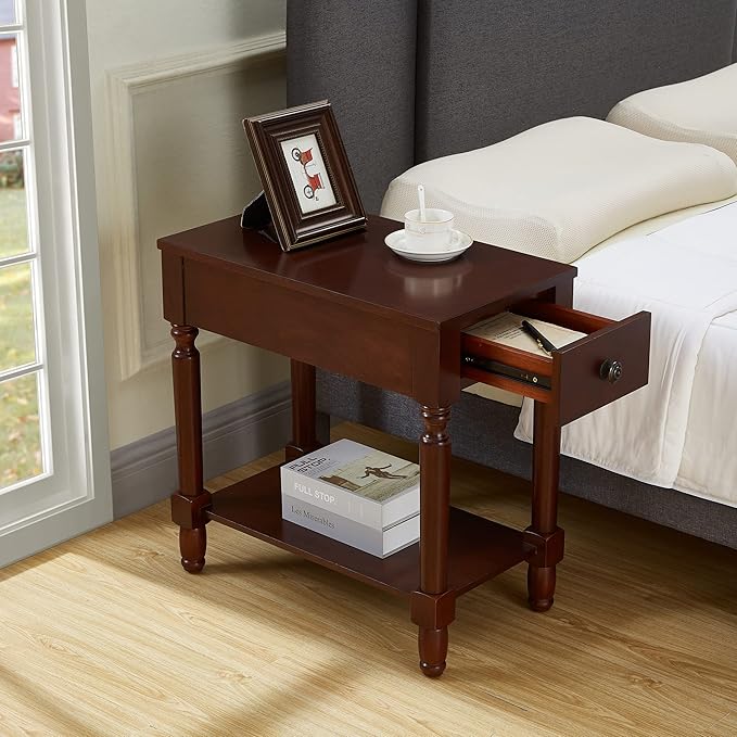 Ball & Cast Wood End Tables, 13" W, Dark Brown-Open