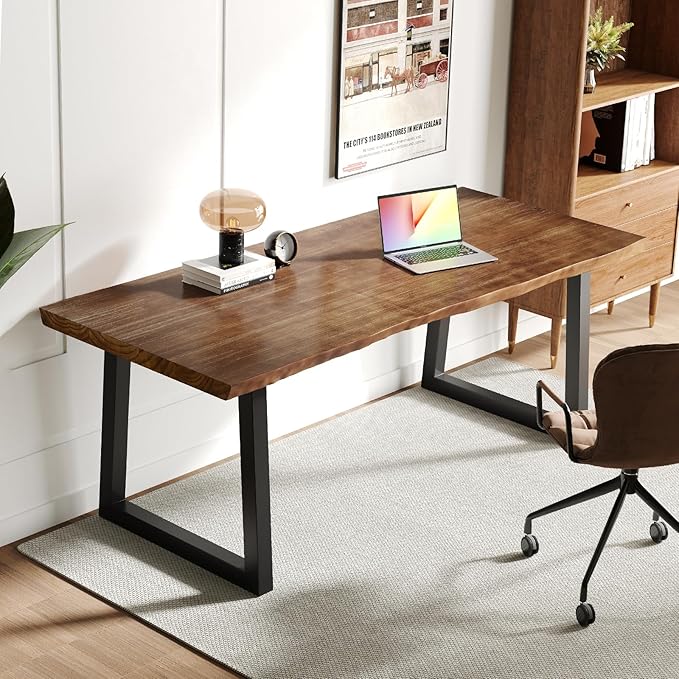 Solid Wood Computer Desk 55-inch Large Office Desk Home Simple Modern Long Desk Study Writing Desk Dining Table for Home Office