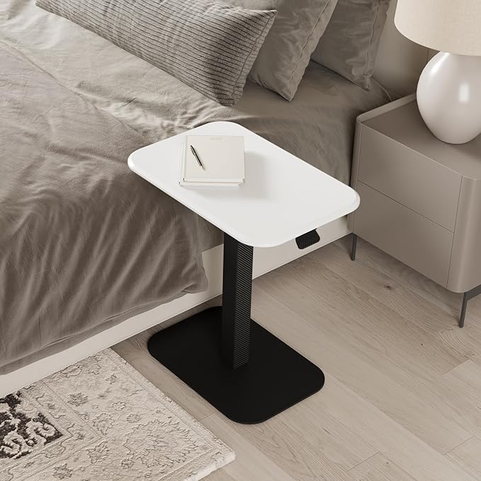 Ergohome™ ELEVANCE Table™ Height Adjustable Side Table for Couch or Bed, Laptop Table - End Table Office Coffee Accent Table - Precision Engineering for Superior Stability (Black Base & Cloud Top)