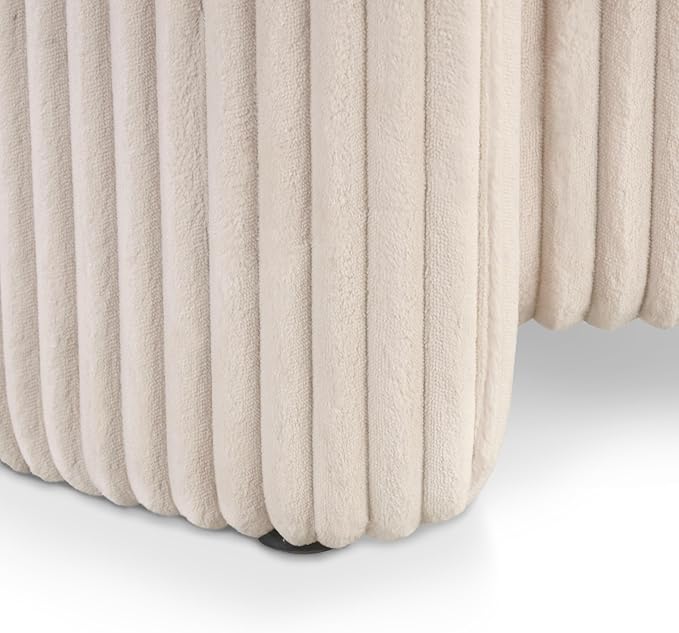 Furniture of America Lennox Modern Chenille 25-inch Round Storage Ottoman with Reversible Flip Top, Upholstered Footstool for Living Room, Bedroom, Entryway, Beige Pink