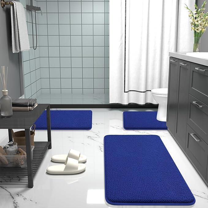 OLANLY Thick Memory Foam Bath Mat Rug 30x20, Extra Soft Absorbent Bathroom Rug, Quick Dry Bath Mats, Non-Slip, Machine Washable Carpet for Bathroom, Tub and Shower, Home Decor Accessories, Royal Blue