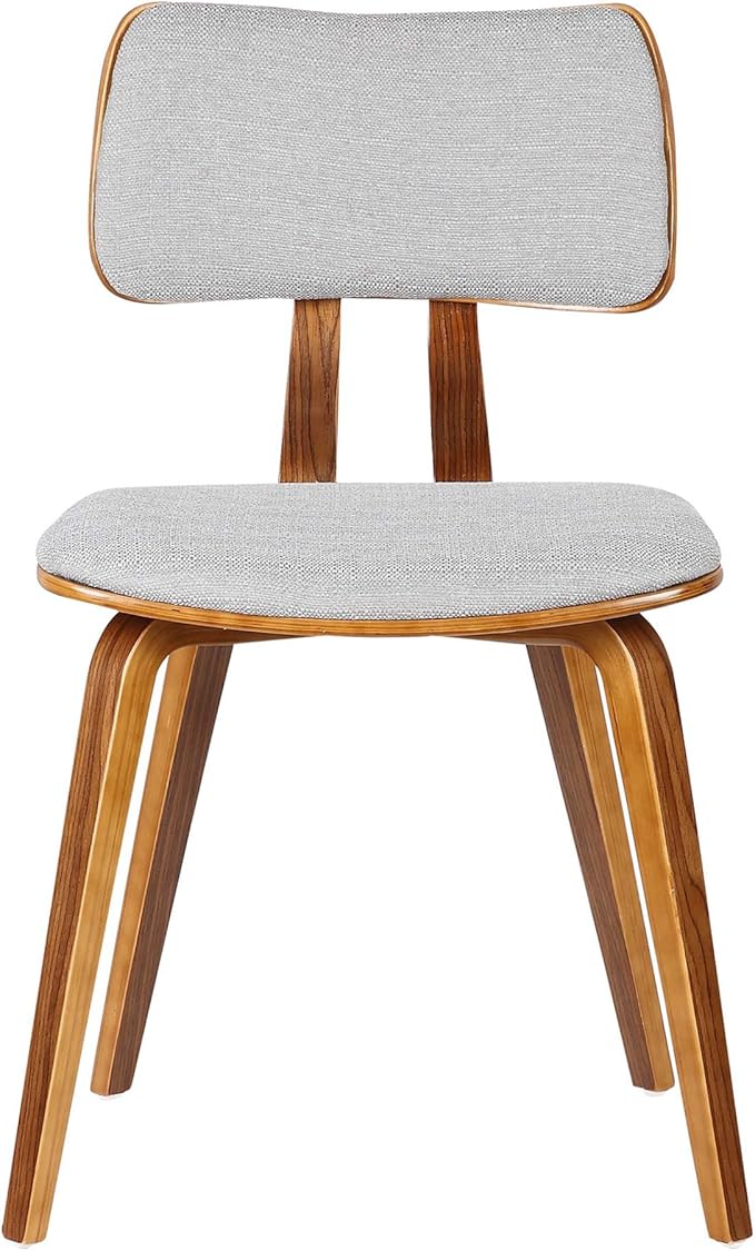 Armen Living Jaguar Mid-Century Dining Chair in Walnut Wood and Gray Fabric - Set of 6