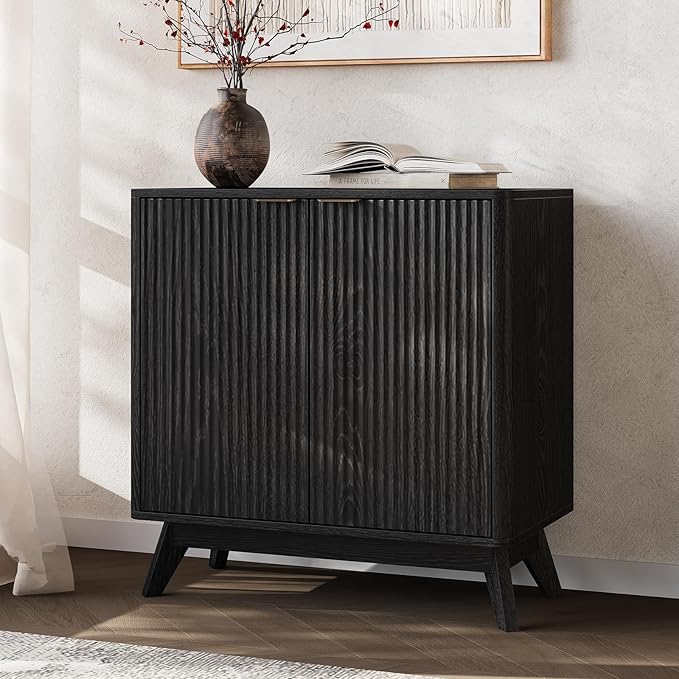 Buffet Cabinet with Storage, Fluted Multifunctional Storage Cabinet with 2 Doors, Sideboard Cabinet with Doors Modern Buffet Table Accent Coffee Bar Console Table,fluted buffet cabinet