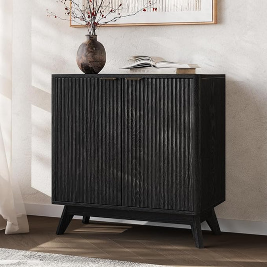 Buffet Cabinet with Storage, Fluted Multifunctional Storage Cabinet with 2 Doors, Sideboard Cabinet with Doors Modern Buffet Table Accent Coffee Bar Console Table,fluted buffet cabinet