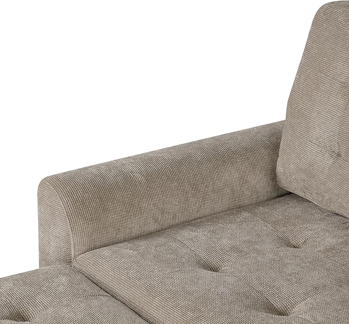 82" Convertible Sleeper Sofa with Pull-Out Bed,L-Shape Chaise Couch W/USB Ports & Power Sockets,Space Saving,Easy Assembly,Modern Corner Reversible Furniture Set for Living Room,Khaki Velvet