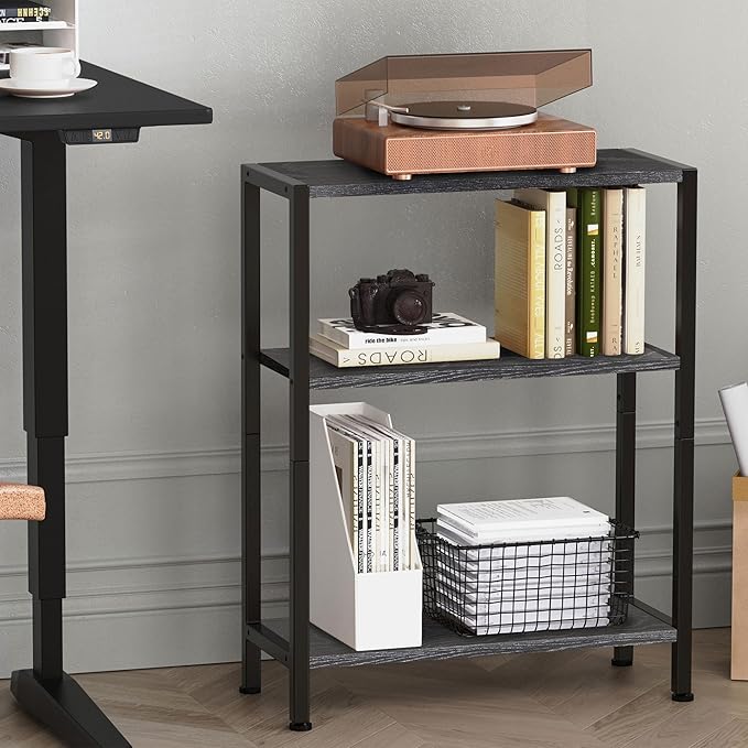 3-Tier Side Table, Small EndTable, Sofa SideTable for Narrow Spaces, Slim EndTable, NightstandTable, Skinny Bedside Table, for Living Room, Bedroom, Office, Black