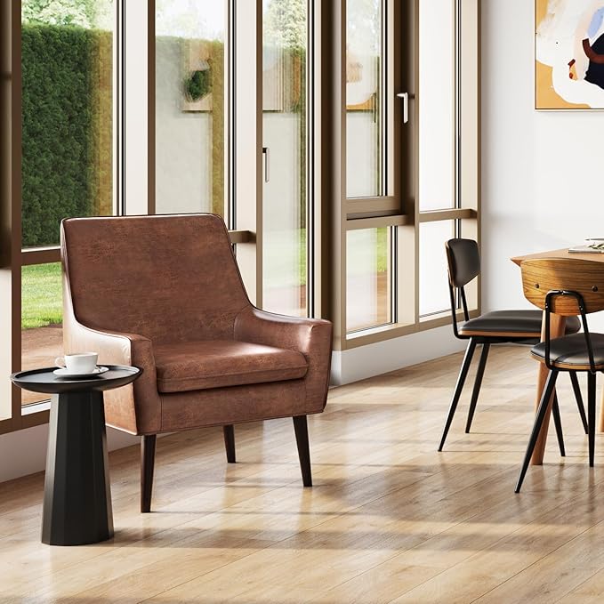 SIMPLIHOME Dayton Solid Mango Wood 13 Inch Wide Round Contemporary Wooden Accent Table in Black, Fully Assembled, for The Living Room and Bedroom