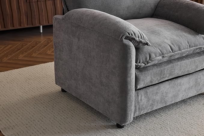 Ball & Cast 38" Oversized Chenille Lounge Chair,Reading Armchair with Thick Comfort Cushions,High Back Support & Wide Seat,Perfect Accent Chair for Modern Living Room,Bedroom,Grey