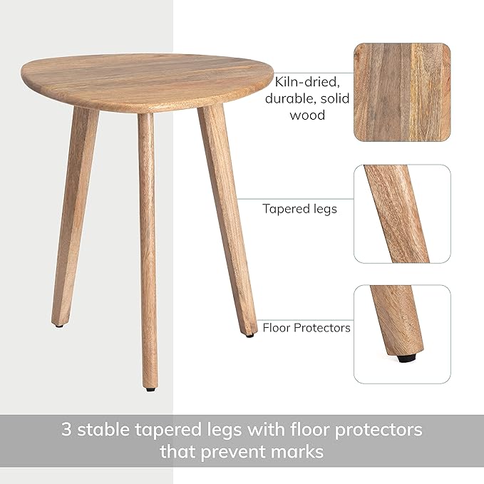 MH London Side Table - Wandsworth Wooden End Table - Exclusively Designed Hand Crafted Small Tables - Contemporary Triangle End Table for Living Room, Bedroom Bedside Tables and Office, Natural