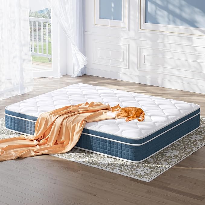 Queen Mattress 10 Inch, Hybrid Queen Bed Mattress with Individual Pocket Springs and Pressure-Relieving Memory Foam, Breathable, Medium Firm Mattress in a Box Queen Size 80"x60"x10"