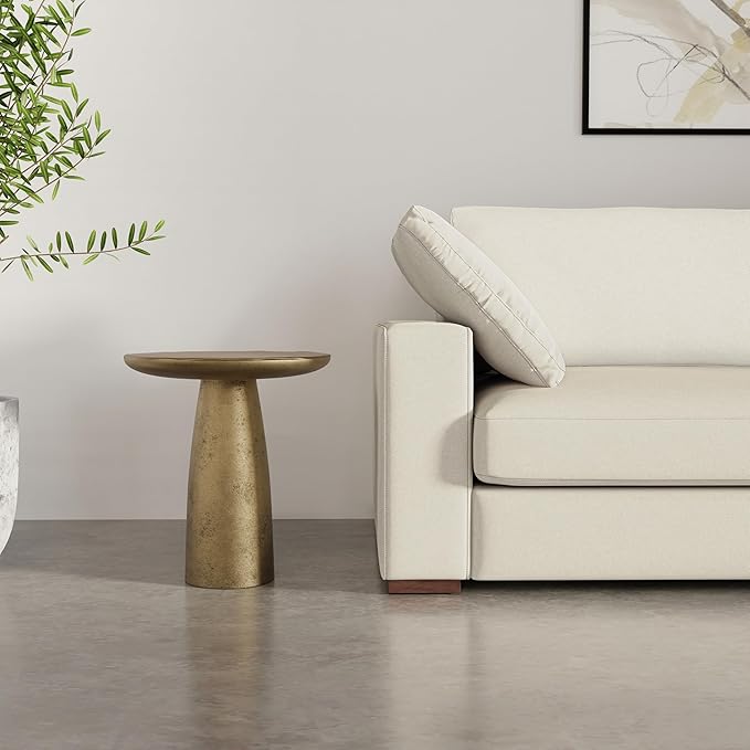 SIMPLIHOME Dominique Metal Table in Antique Brass, 18-inch Round, 19.75-inch Tall, Cast Aluminum Side Table for Living Room, Bedroom, Fully Assembled