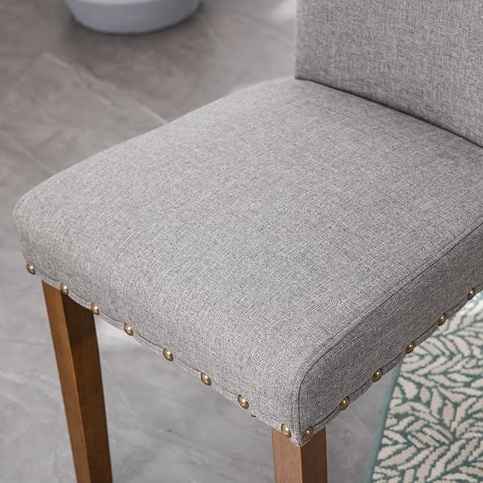 Parsons Kitchen Dining Chair Set Room Modern Upholstered Stylish Fabric High Back with Bronze Nailhead Trim