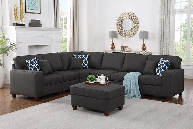Leio Sectional Modular Sofa with Ottoman for Living Room, Apartment, Bedroom, Office, Dorm