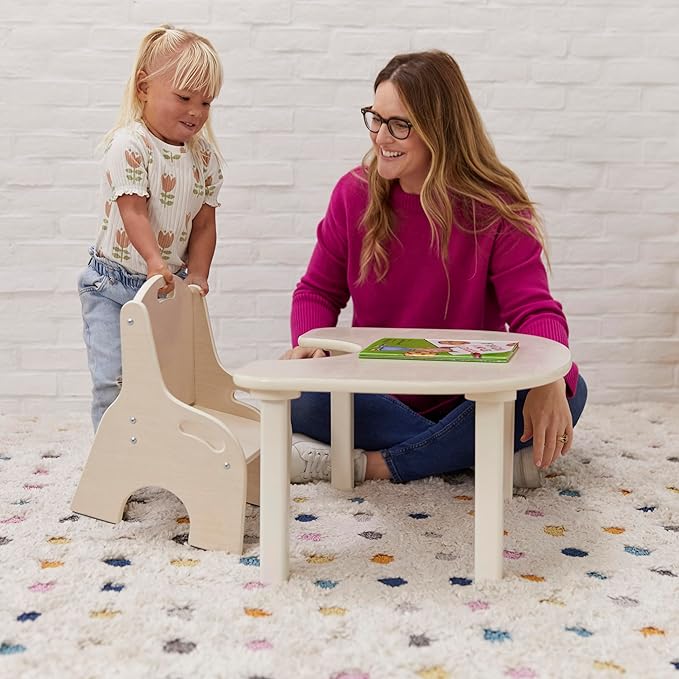 ECR4Kids Little Learner Table and Chair Set, Kids Furniture, White Wash