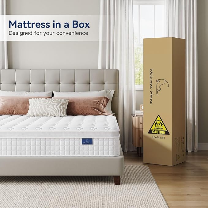 Vesgantti 12 Inch Multilayer Hybrid Full Mattress - Multiple Sizes & Styles Available, Ergonomic Design with Memory Foam and Pocket Spring, Medium Firm Feel, White