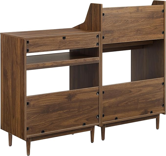 Crosley Furniture Liam 2-Piece Turntable Record Player Stand and Vinyl Storage, Mid Century Modern, Walnut