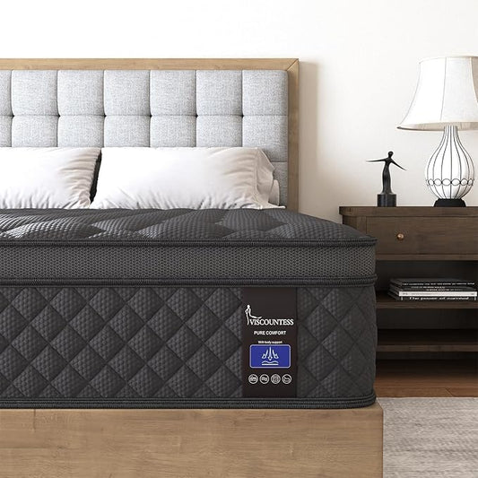 Twin Hybrid Mattress, 12 Inch Medium Mattress Euro Top for Back & Lumbar Support, Individual Pocket Spring Bed for Motion Isolation & Pressure Relief