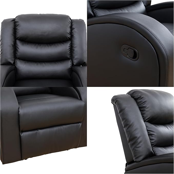 Loveseat Recliner Sofa, Reclining Loveseat Leather Couch Upholstered, Modern Comfy Home Theater Seating Power Recliner Chair for Living Room Furniture Sets, Black