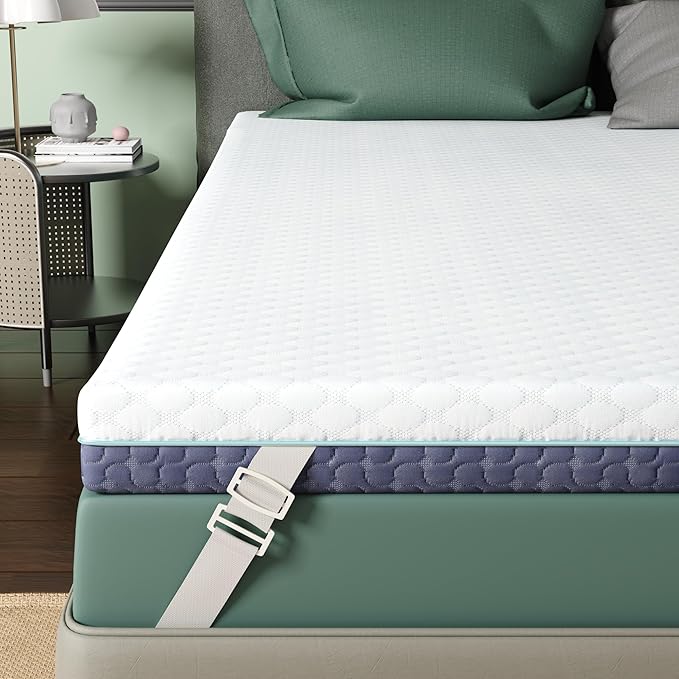 3 Inch Firm Mattress Topper Queen Size, Memory Foam Bed Topper with Soft & Firm Options for Back Pain Relief, Mattress Topper with 2-Sided Cover, Ergonomic 5-Zone Design, CertiPUR Certified