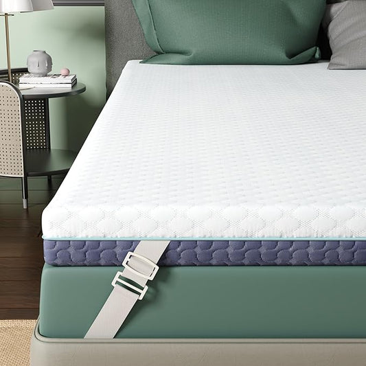 2 Inch Memory Foam Mattress Topper Full Size, Soft Mattress Topper for Back Pain Relief, Orthopedic Bed Topper with 2-Sided Breathable Cover, Ergonomic 5-Zone Design, CertiPUR-US Certified