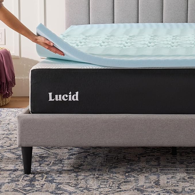 LUCID Gel Infused Memory Foam Mattress Topper – 2 Inch Mattress Topper – 5 Comfort Zones Relieve Pressure – CertiPUR-US Certified Foam - California King