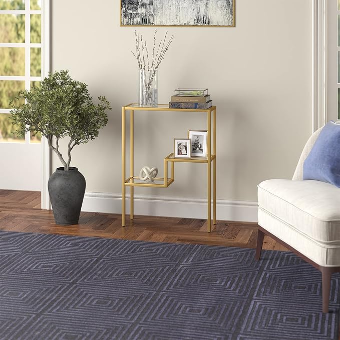 Henn&Hart 22" Wide Rectangular Console Table in Brass, Entryway Table, Accent Table for Living Room, Hallway