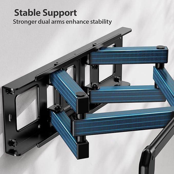 Pipishell Full-Motion TV Wall Mount for Most 37–75 Inch TVs up to 100 lbs, Wall Mount TV Bracket with Dual Articulating Arms, Extension, Swivel, Tilt, Fits 16" Wood Studs, 600 x 400mm Max VESA, PILF8