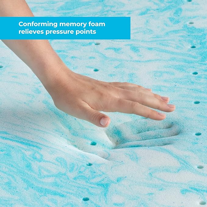 Linenspa 2 Inch Gel Swirl Memory Foam Mattress Topper with Machine-Washable-Cover