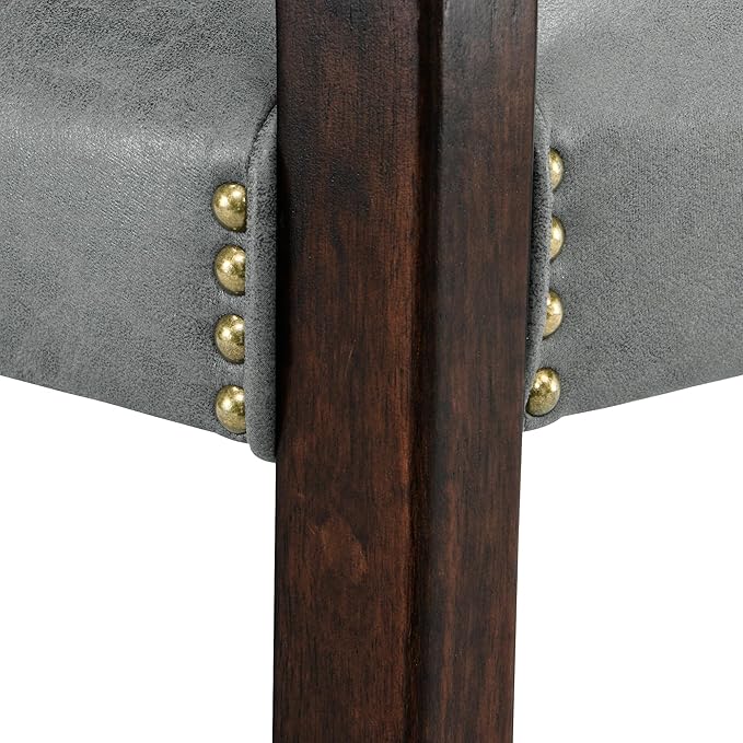 LEEMTORIG Large Dining Chairs with Casters and Arms, Rolling Dining Chairs with Wheels, Accent Game Chairs, Boss Caption's Chairs, 26"D x 25.2"W x 31.5"H, Espresso Legs & Dark Grey Fabric SY-318-GY