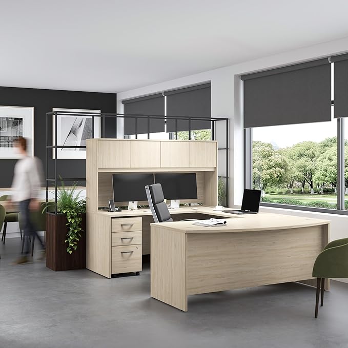 Bush Business Furniture Studio C Tall 5 Shelf Bookcase in Natural Elm, Large Bookshelf for Home or Professional Office