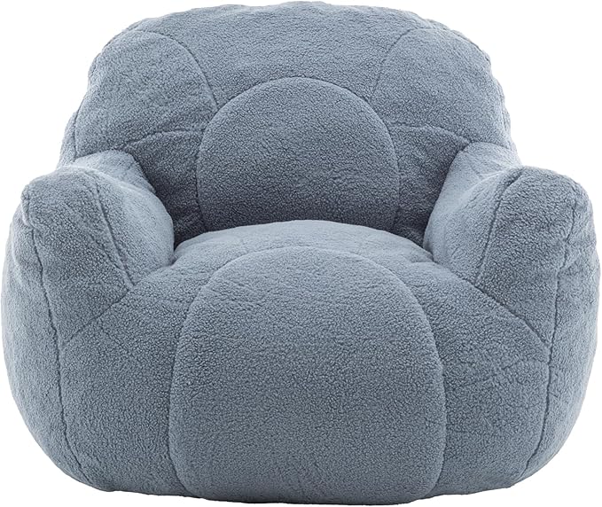 Furniliving Bean Bag Chair, Giant Bean Bag Chair Stuffed Floor Sofa for Adults Comfy Bean Bag Sofa with Back Support, Oversized Bean Bag Couch for Living Room Bedroom Dorm Office, Teddy, Light Blue